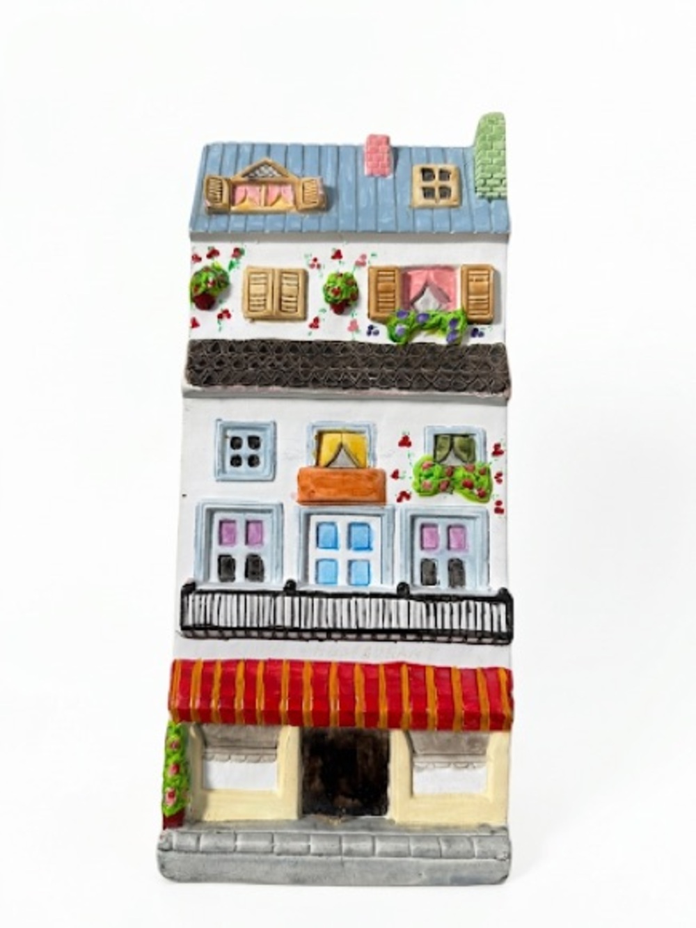 Decorative Hand-Painted Multi-Color Ceramic House Wall Accent